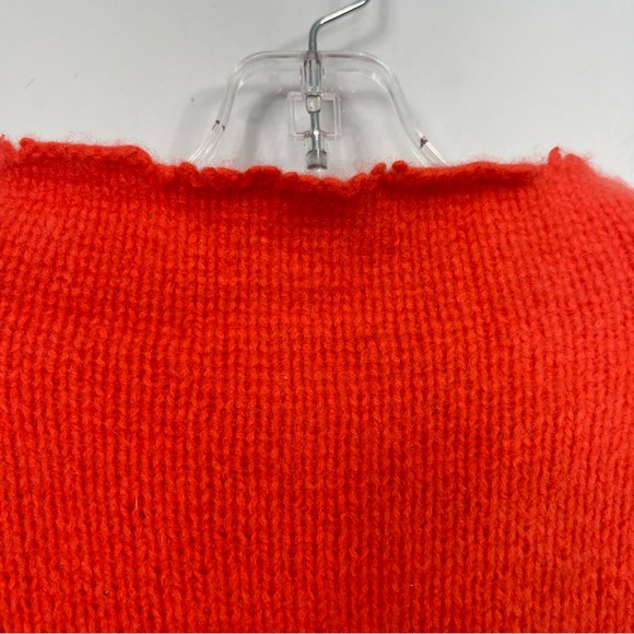 SMINFINITY 100% Cashmere Orange Thick Heavy Chunky Knit Boxy Mock Neck Sweater M - Picture 14 of 16
